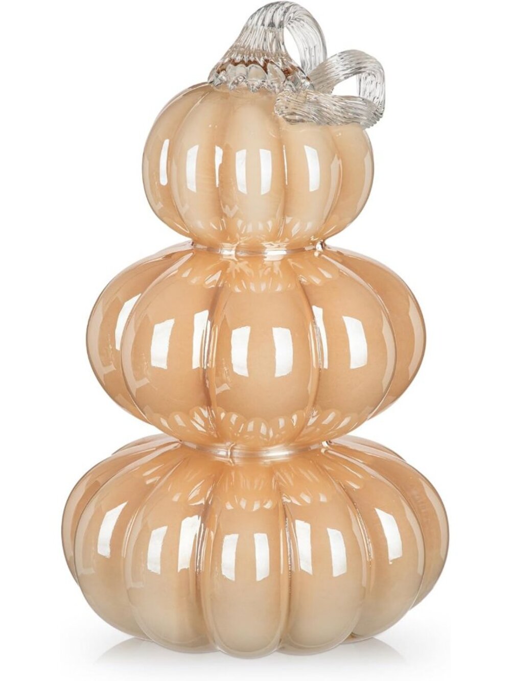 Chic Stacked Glass Pumpkin Decor | Fall Halloween Centerpiece | Cream Color